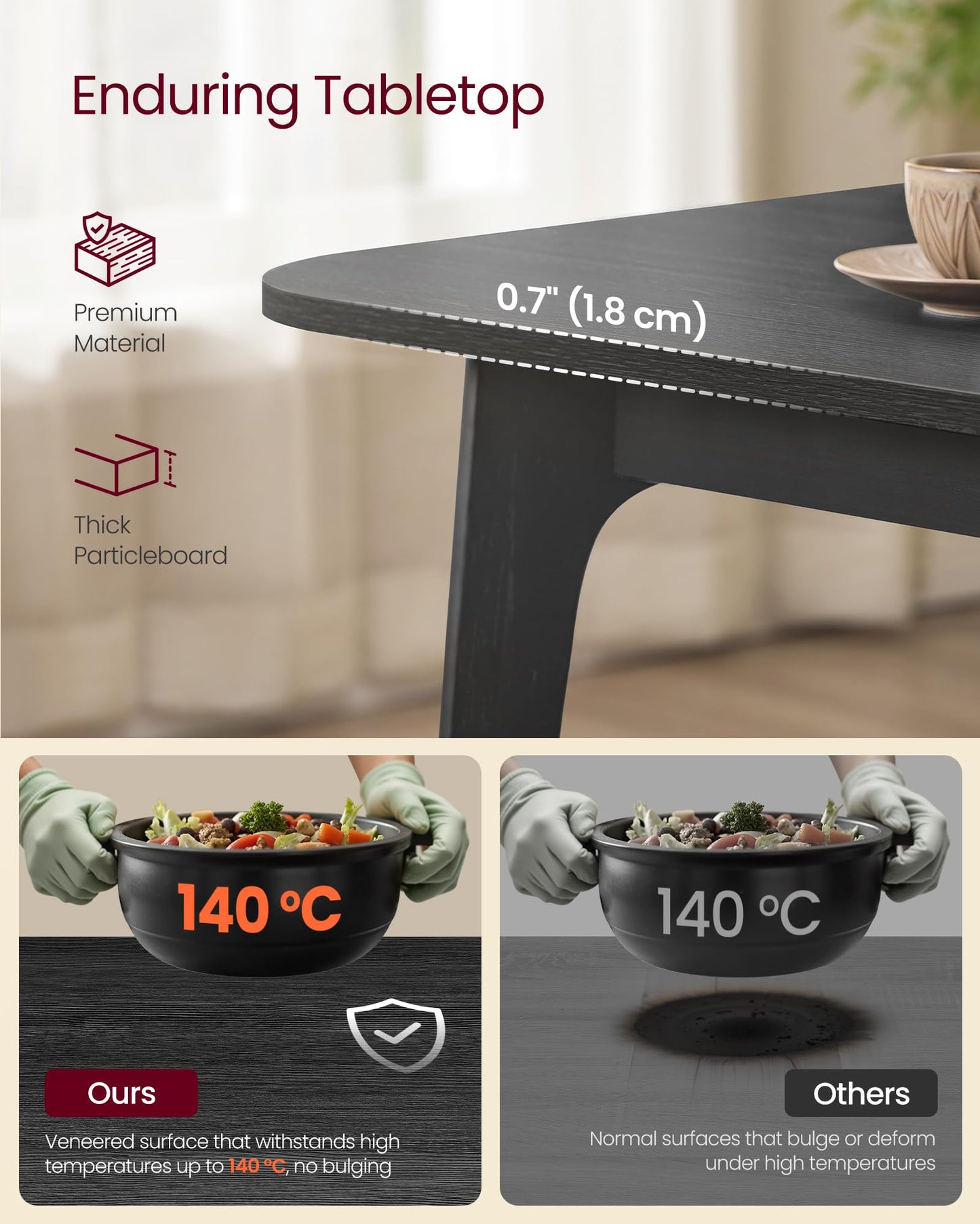 VASAG Dining Table, Kitchen Table, for Living Room, Dining Room