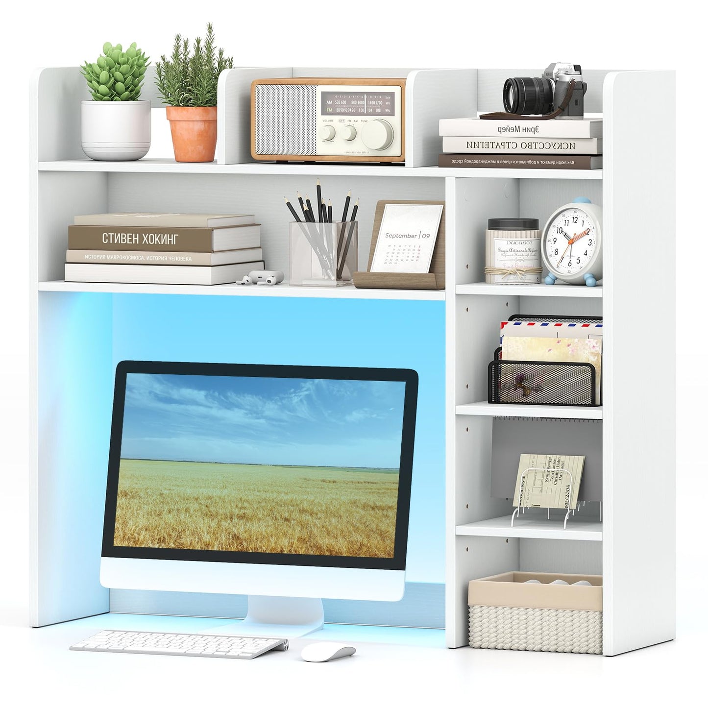 3-Tier Desktop Bookshelf Organizer with Storage Shelves for Office & Dorm