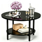 Round Coffee Table with Metal Frame for Living Room & Office