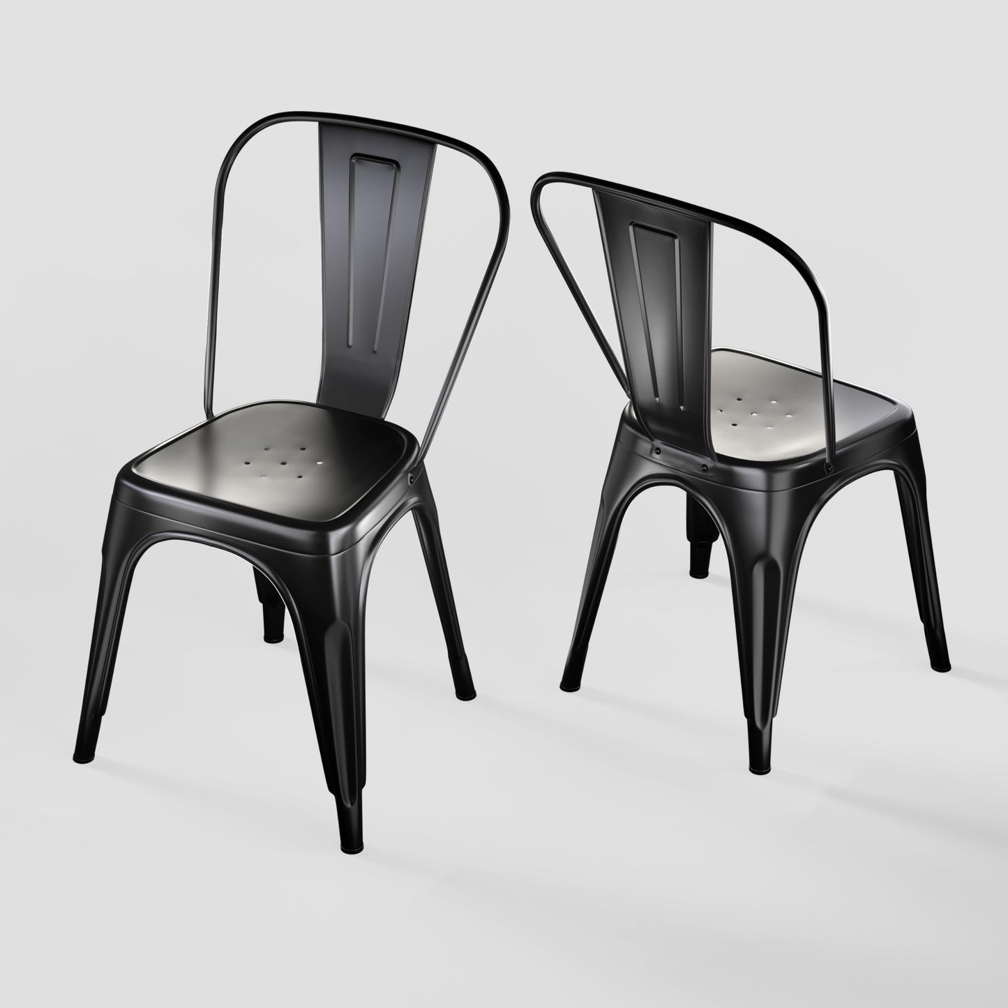 Rivbuio Metal Dining Chairs with Backrest, Stackable, Color, 2 Pack