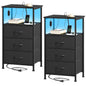 Somdot Nightstands with Charging Station & LED Light