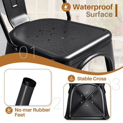 Stackable Metal Dining Chair Set with Classic Bistro Design for Indoor & Outdoor Use
