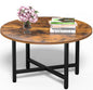 Round Coffee Table with Metal Frame for Living Room & Office