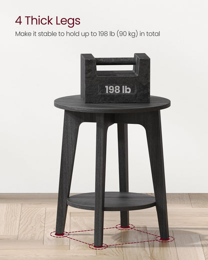 2-Tier Round Side Table with Tapered Legs for Small Spaces
