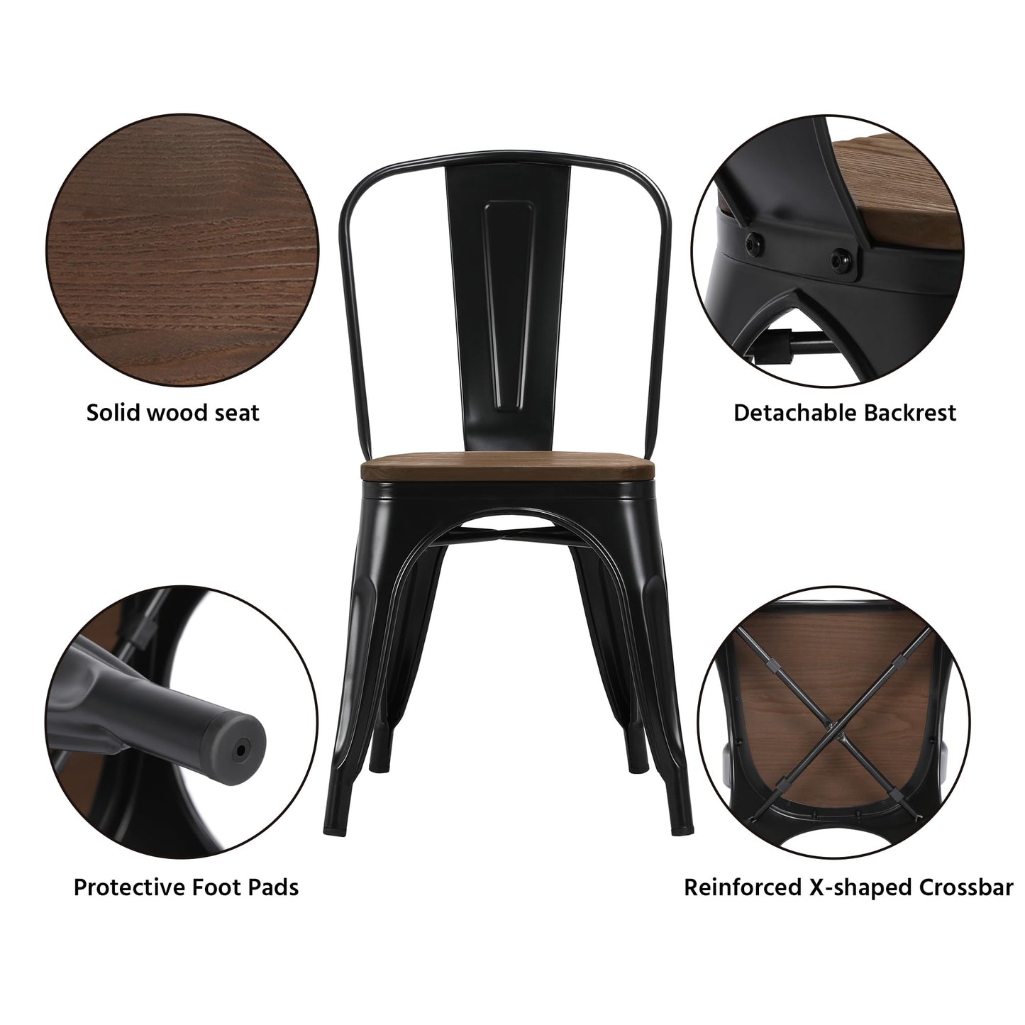Yaheetech ClassicDining Chair Wood Metal Metal Adult