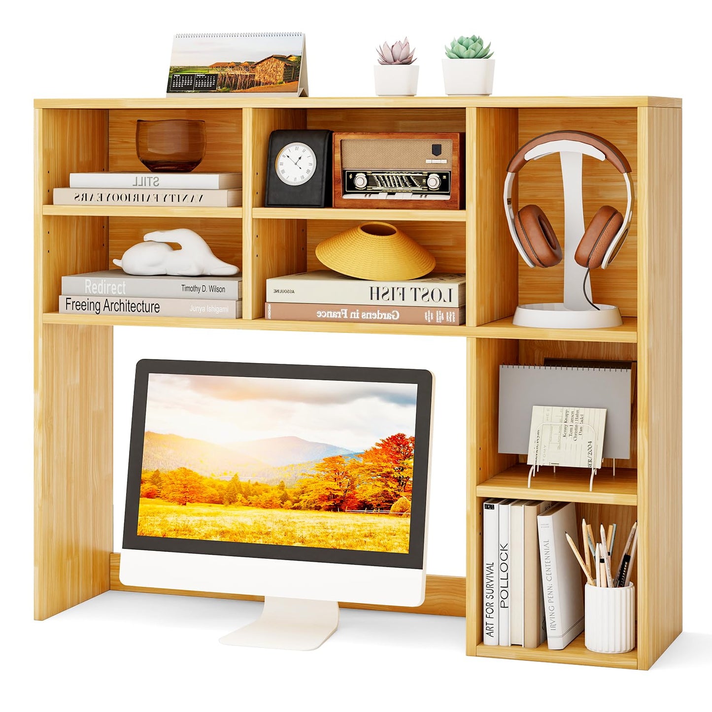 3-Tier Desktop Bookshelf Organizer with Storage Shelves for Office & Dorm