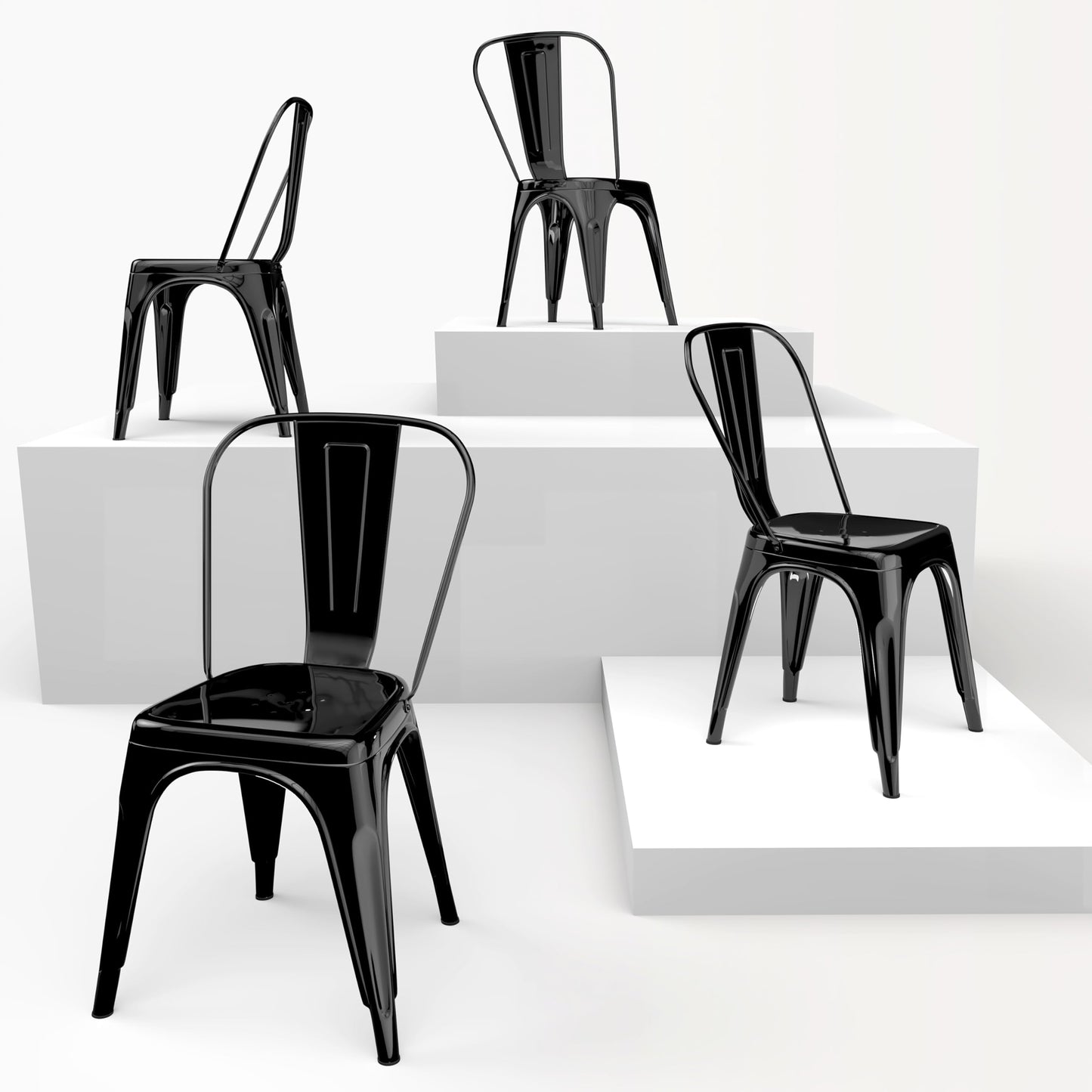 Rivbuio Metal Dining Chairs with Backrest, Stackable, Color, 2 Pack