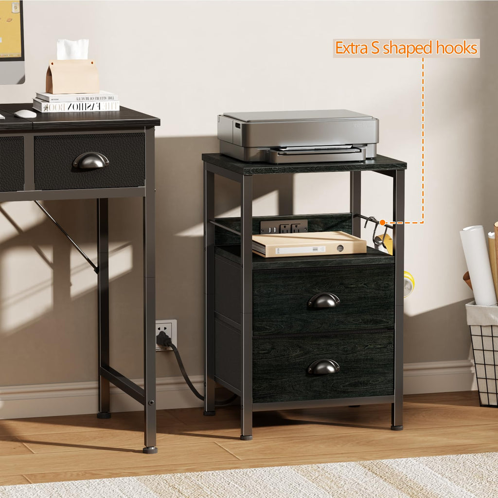 Furologee Nightstands Set of 2 with Charging Station