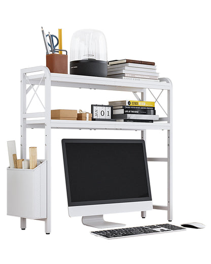 2-Tier Desktop Shelf Organizer with Adjustable Shelves for Home Office