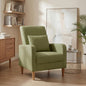 Mid Century Modern Upholstered Accent Chair with Wood Legs & Pillow