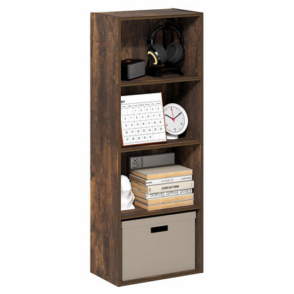Tiered Wood Bookshelf with Open Storage Shelves for Home & Office