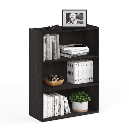 Tiered Wood Bookshelf with Open Storage Shelves for Home & Office
