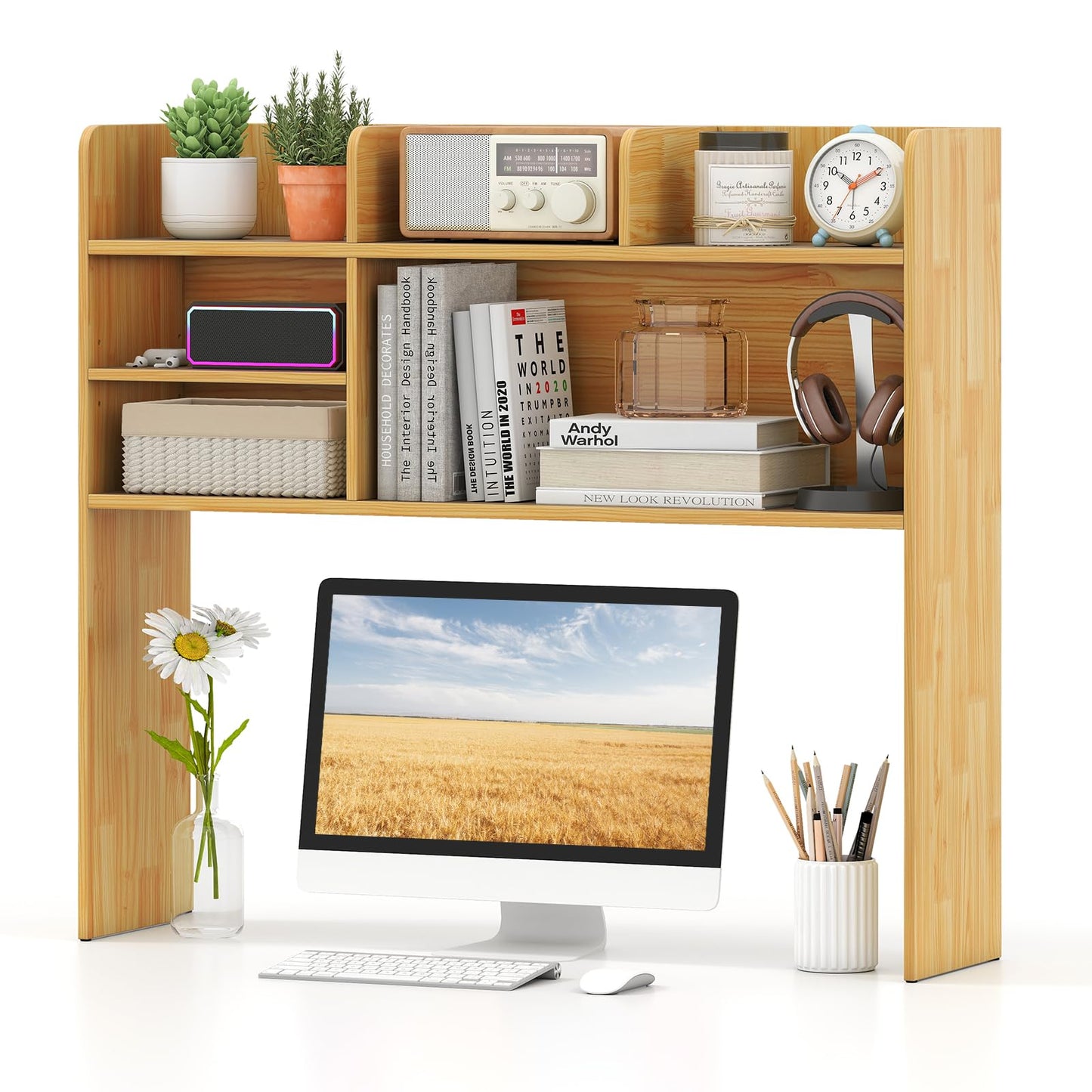 3-Tier Desktop Bookshelf Organizer with Storage Shelves for Office & Dorm