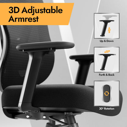 Ergonomic Office Chair with 3D Lumbar Support & Adjustable Armrests