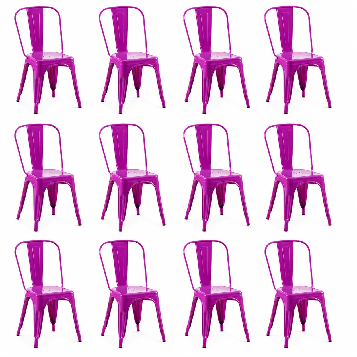 Rivbuio Metal Dining Chairs with Backrest, Stackable, Color, 2 Pack