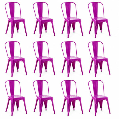 Rivbuio Metal Dining Chairs with Backrest, Stackable, Color, 2 Pack