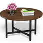 Round Coffee Table with Metal Frame for Living Room & Office