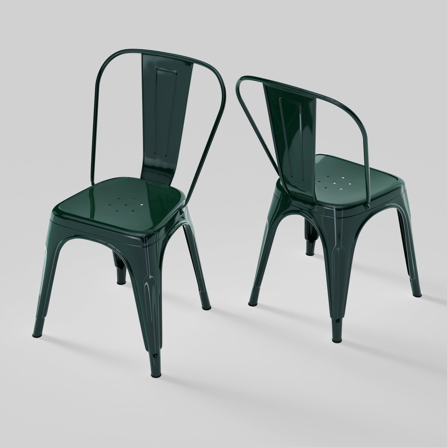 Rivbuio Metal Dining Chairs with Backrest, Stackable, Color, 2 Pack
