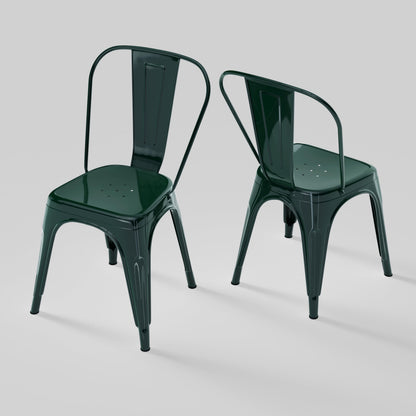 Rivbuio Metal Dining Chairs with Backrest, Stackable, Color, 2 Pack