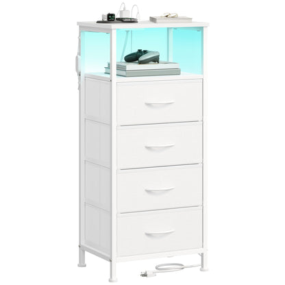 Nightstand with Charging Station and Adjustable LED Lights