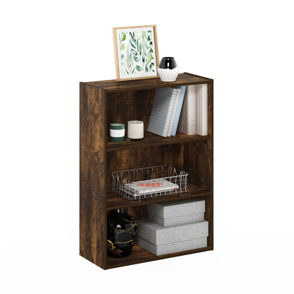 Tiered Wood Bookshelf with Open Storage Shelves for Home & Office