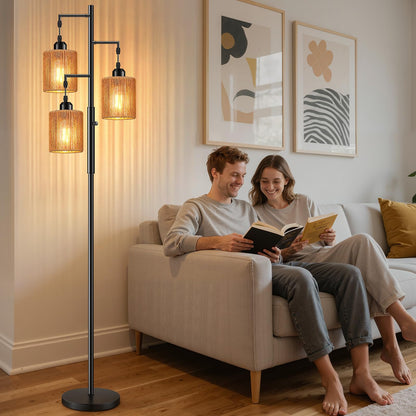 Hotsonic 72" Tall Boho Floor Lamp-Black