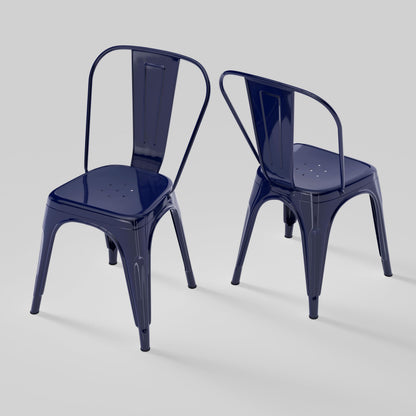 Rivbuio Metal Dining Chairs with Backrest, Stackable, Color, 2 Pack