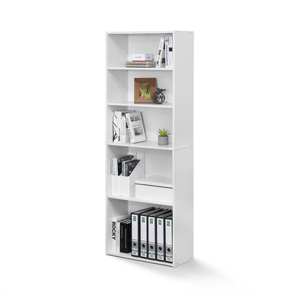 Tiered Wood Bookshelf with Open Storage Shelves for Home & Office
