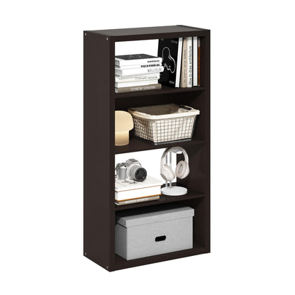 Tiered Wood Bookshelf with Open Storage Shelves for Home & Office