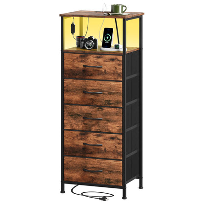 Somdot Nightstands with Charging Station & LED Light