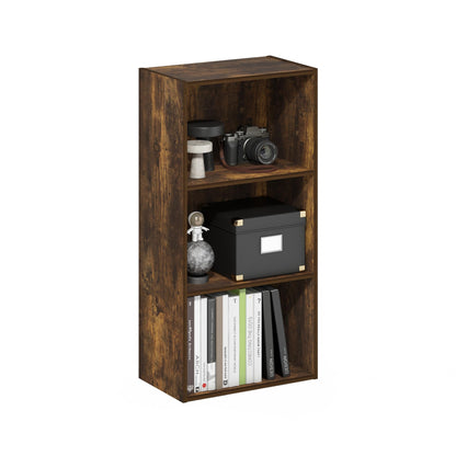 Tiered Wood Bookshelf with Open Storage Shelves for Home & Office