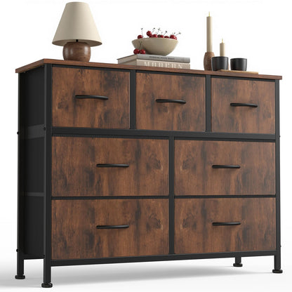 7 Drawer Fabric Dresser with Storage Bins and Steel Frame for Bedroom & Closet