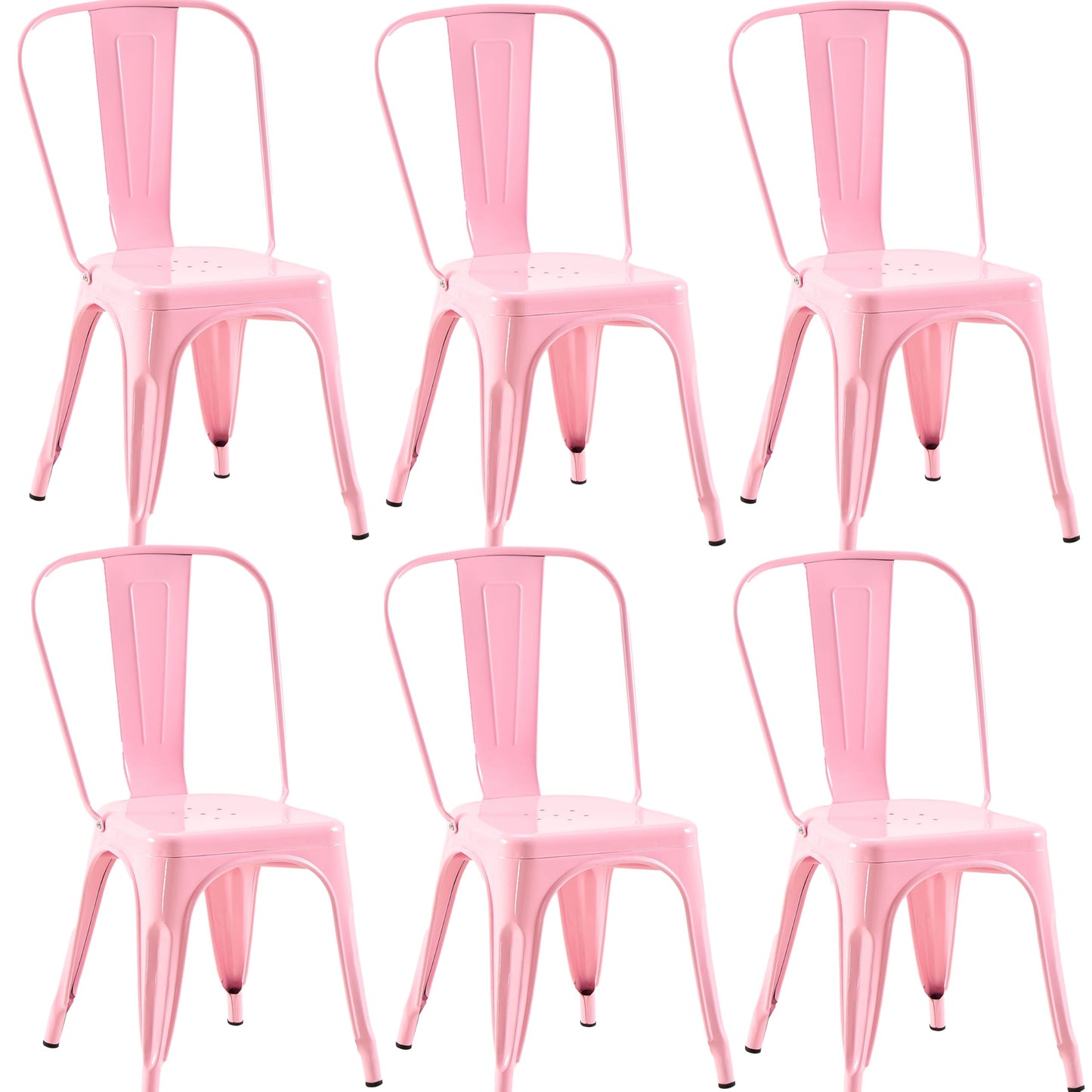 Rivbuio Metal Dining Chairs with Backrest, Stackable, Color, 2 Pack