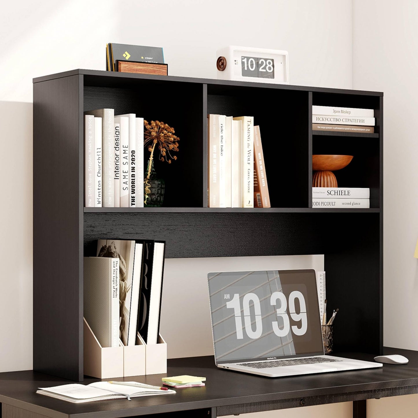 3-Tier Desktop Bookshelf Organizer with Storage Shelves for Office & Dorm