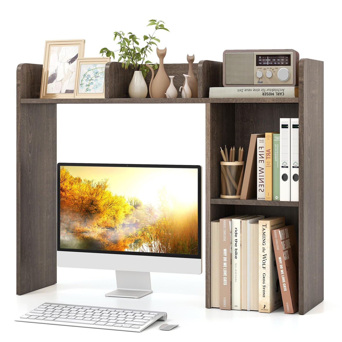 3-Tier Desktop Bookshelf Organizer with Storage Shelves for Office & Dorm
