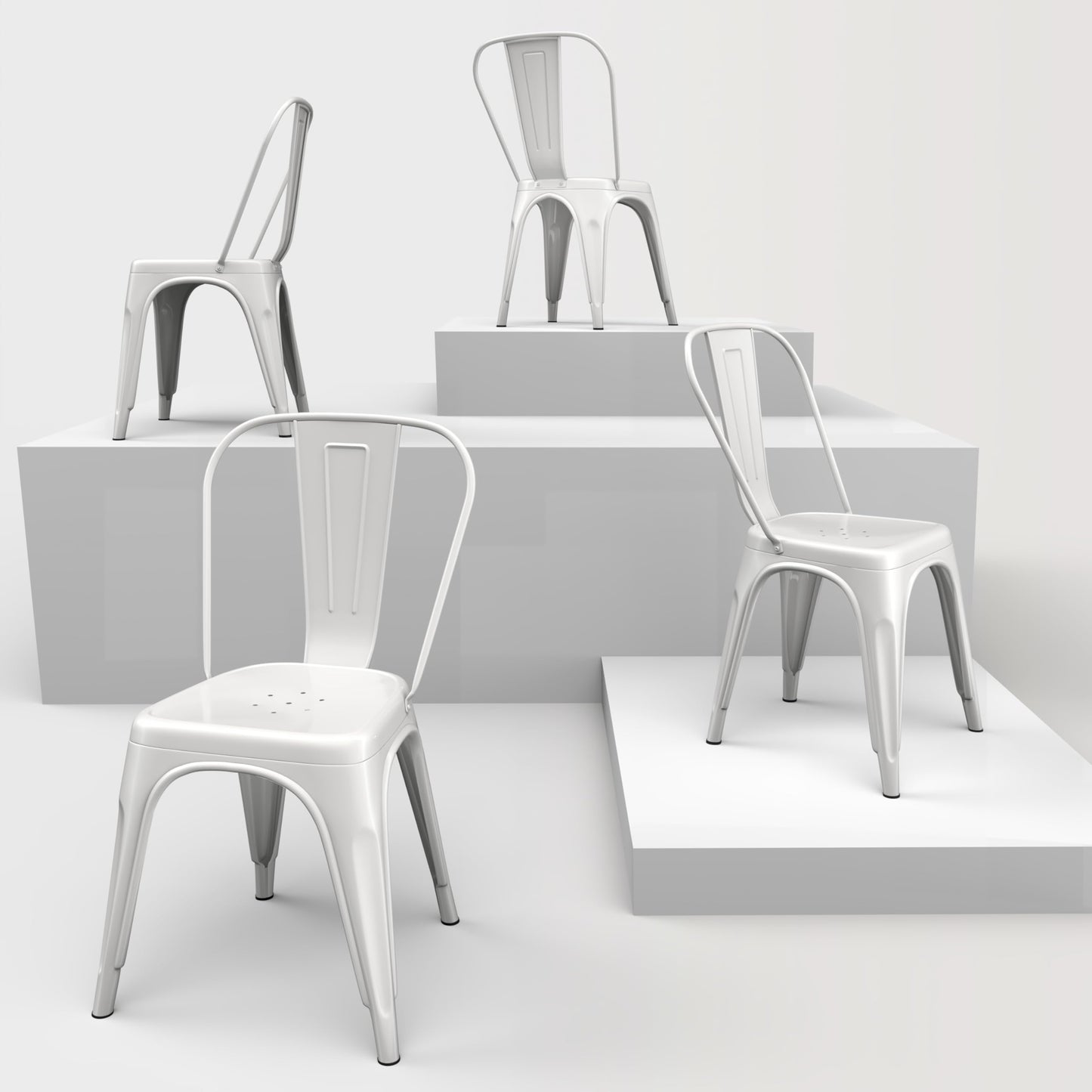 Rivbuio Metal Dining Chairs with Backrest, Stackable, Color, 2 Pack