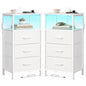 Nightstand with Charging Station and Adjustable LED Lights