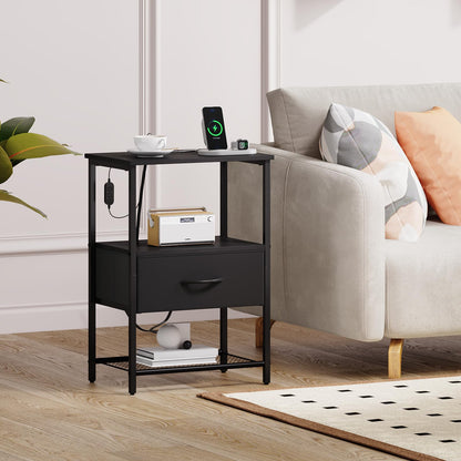 Somdot Nightstands with Charging Station & LED Light