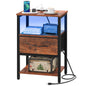 Yoobure End Table with Storage, LED Nightstand with Charging Station