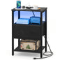 Yoobure End Table with Storage, LED Nightstand with Charging Station