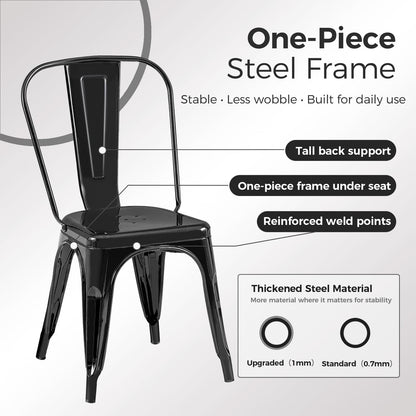Rivbuio Metal Dining Chairs with Backrest, Stackable, Color, 2 Pack