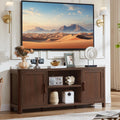Farmhouse TV Stand with Adjustable Shelves for Living Room Storage