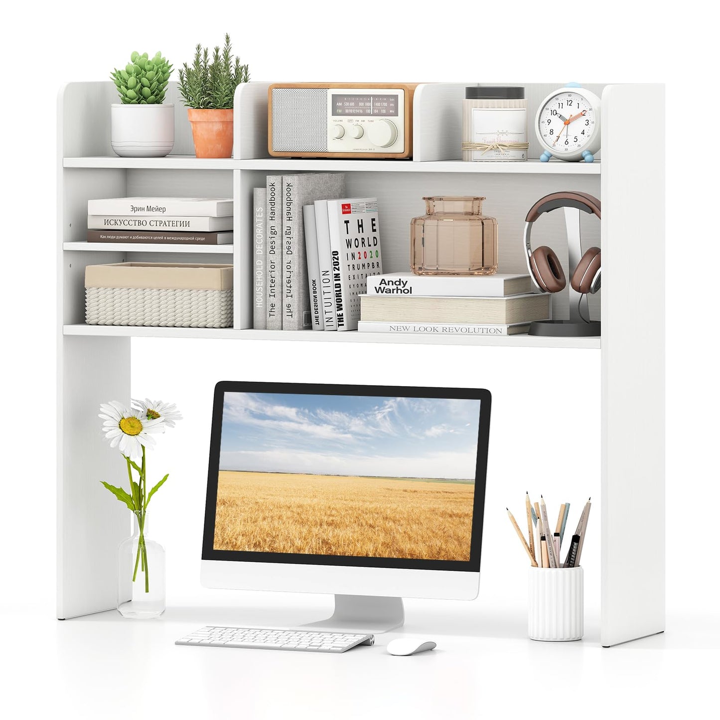 3-Tier Desktop Bookshelf Organizer with Storage Shelves for Office & Dorm