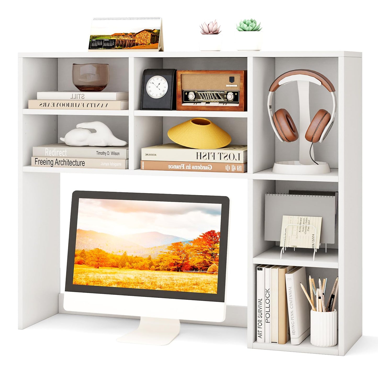 3-Tier Desktop Bookshelf Organizer with Storage Shelves for Office & Dorm