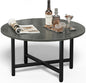 Round Coffee Table with Metal Frame for Living Room & Office