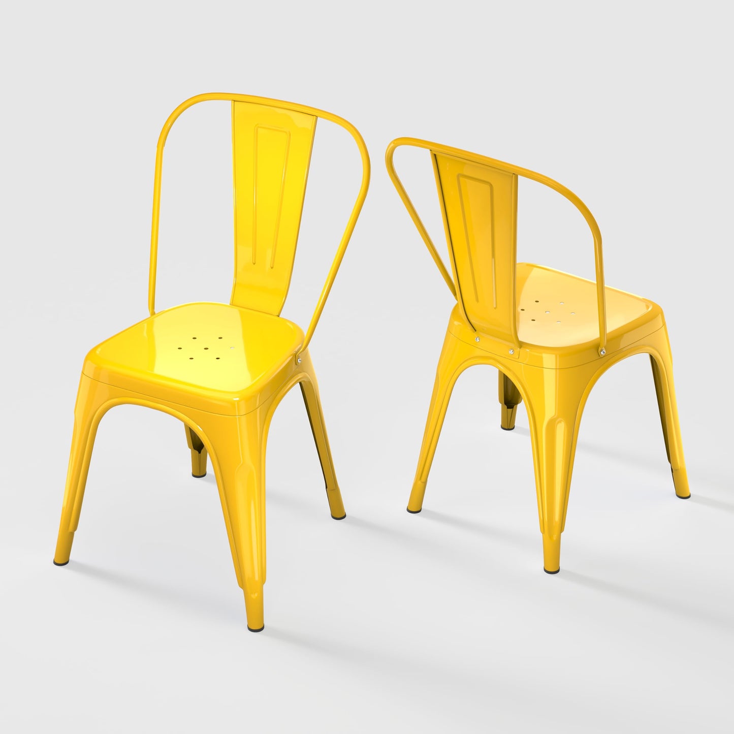 Rivbuio Metal Dining Chairs with Backrest, Stackable, Color, 2 Pack