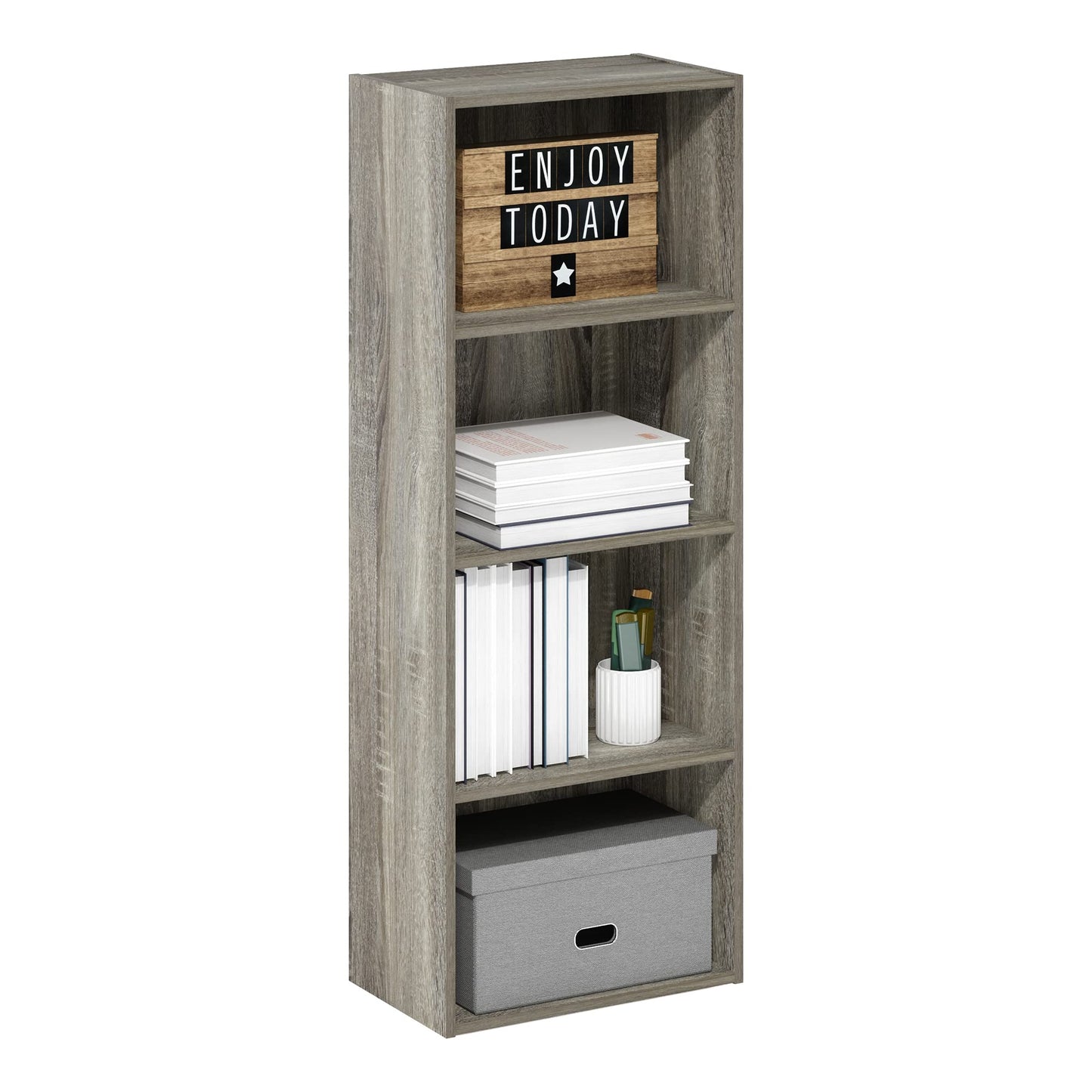Tiered Wood Bookshelf with Open Storage Shelves for Home & Office