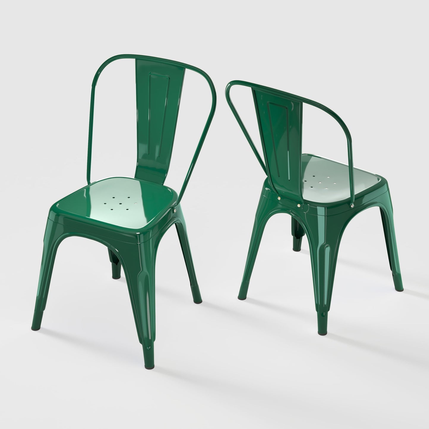 Rivbuio Metal Dining Chairs with Backrest, Stackable, Color, 2 Pack