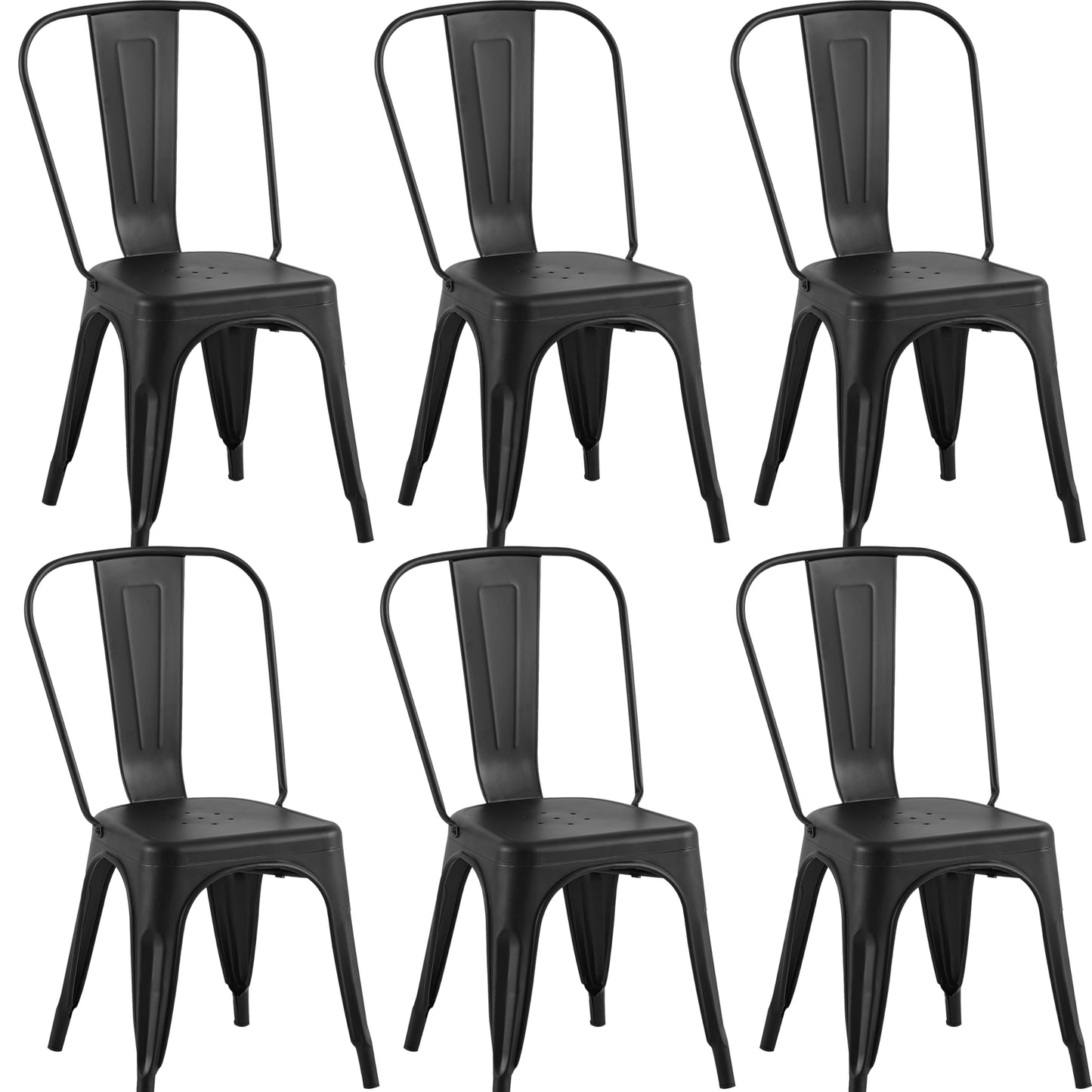 Rivbuio Metal Dining Chairs with Backrest, Stackable, Color, 2 Pack