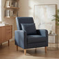 Mid Century Modern Upholstered Accent Chair with Wood Legs & Pillow
